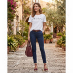 F.R.I.E.N.D.S Women's White Graphic Logo Crew Neck T-Shirt