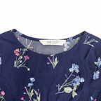 Kids Navy Floral Print Jumpsuit with Elastic Waist