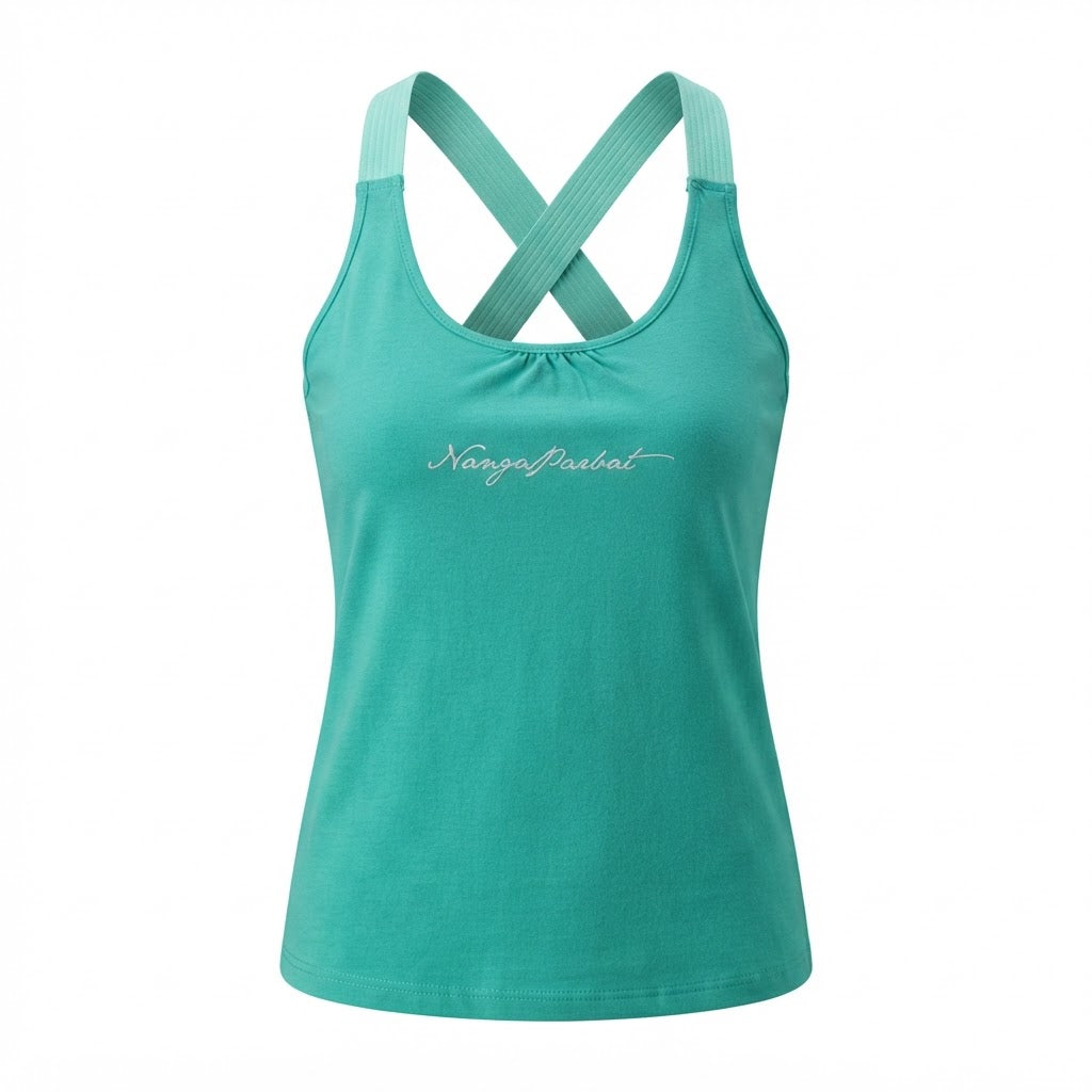 NANGAPARBAT Women's Mint Green Cross-Back Activewear Tank To