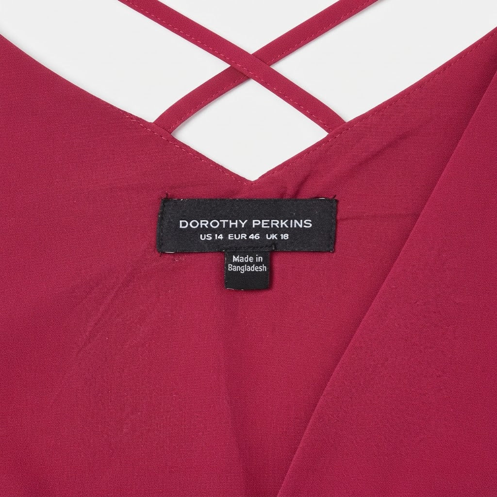 DOROTHY PERKINS Women's Magenta Sleeveless Criss-Cross V-Nec