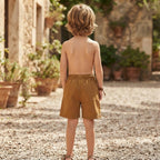 SHEIN Caramel Brown Kids Relaxed Fit Pull-On Casual Shorts