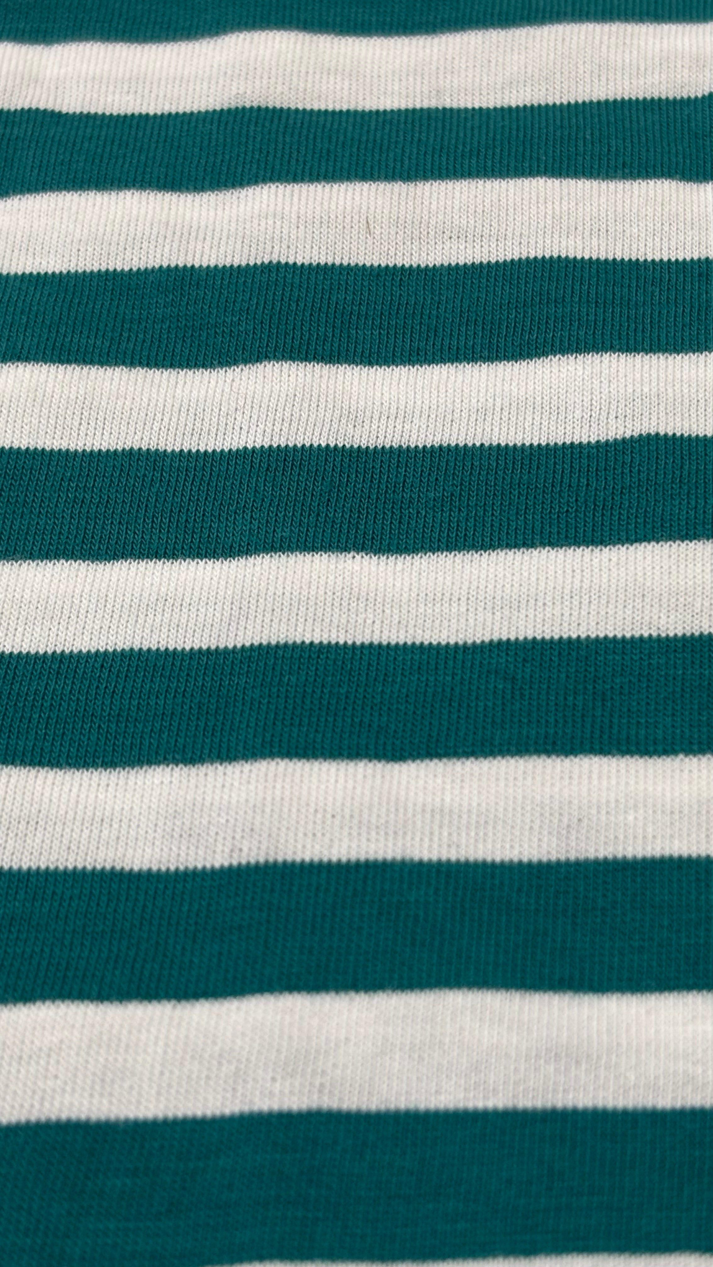 Max Women's Green & White Striped Crew Neck T-Shirt Size S