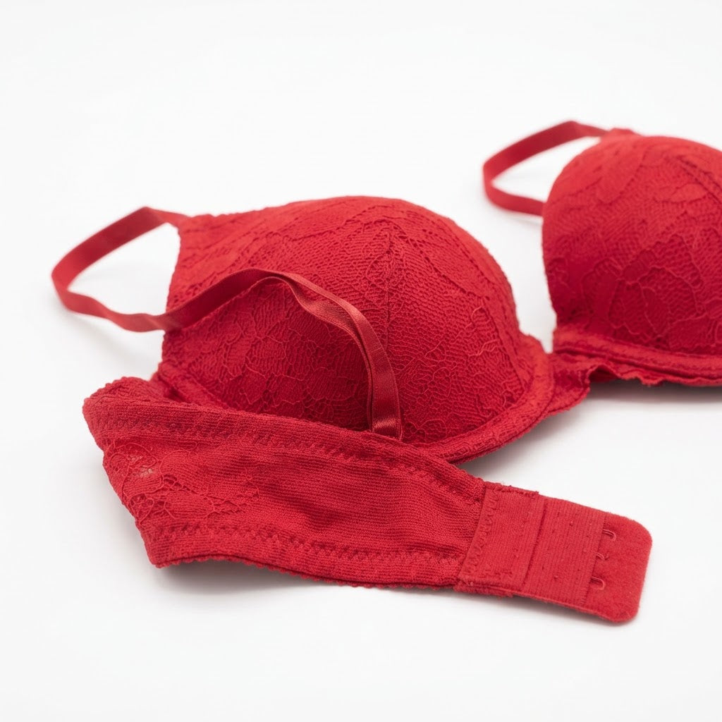 Elegant Red Lace Push-Up Bra with Adjustable Straps