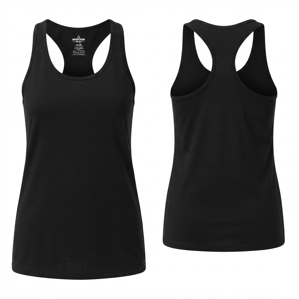 Mountain Ridge Black Racerback Cotton Tank Top with Relaxed