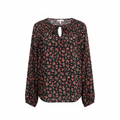 B Collection by Bobeau Black Floral Smocked Tie Blouse