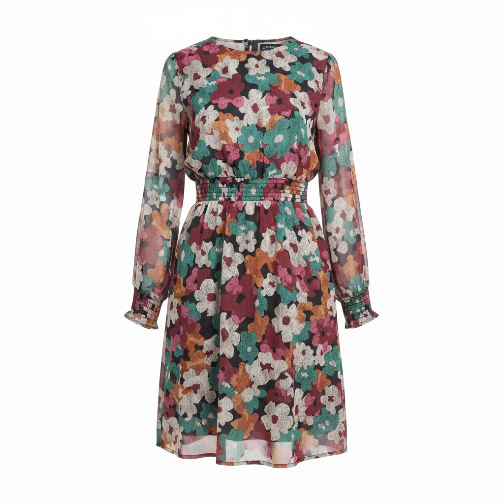 Esmara Women's Long Sleeve Floral Abstract Dress