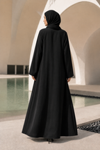 Premium Women's Front-Zip A-Line Abaya in Black