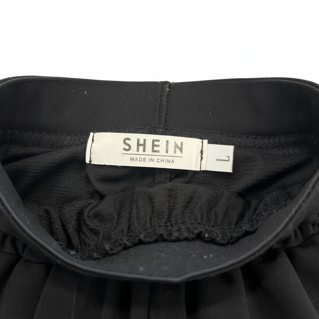 SHEIN Women's Black Pleated Midi Skirt with Elasticated Wais
