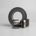 Men's Black Textured Faux Leather Belt with black Buckle