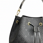 LOUIS VUITTON Women's Black Embossed Drawstring Bucket Bag
