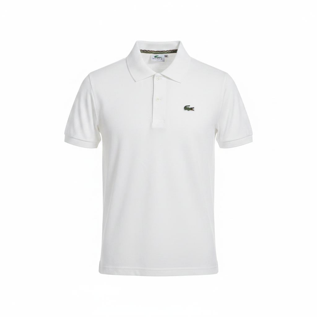 Lacoste Men's White Cotton Pique Polo Shirt