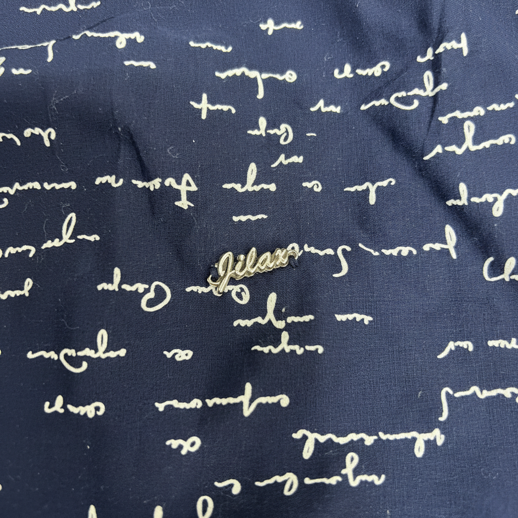 Jilax Kids' Navy Blue Script Print Belted Dress