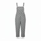 Zara Black & White Gingham Linen Blend Overalls - Size S
