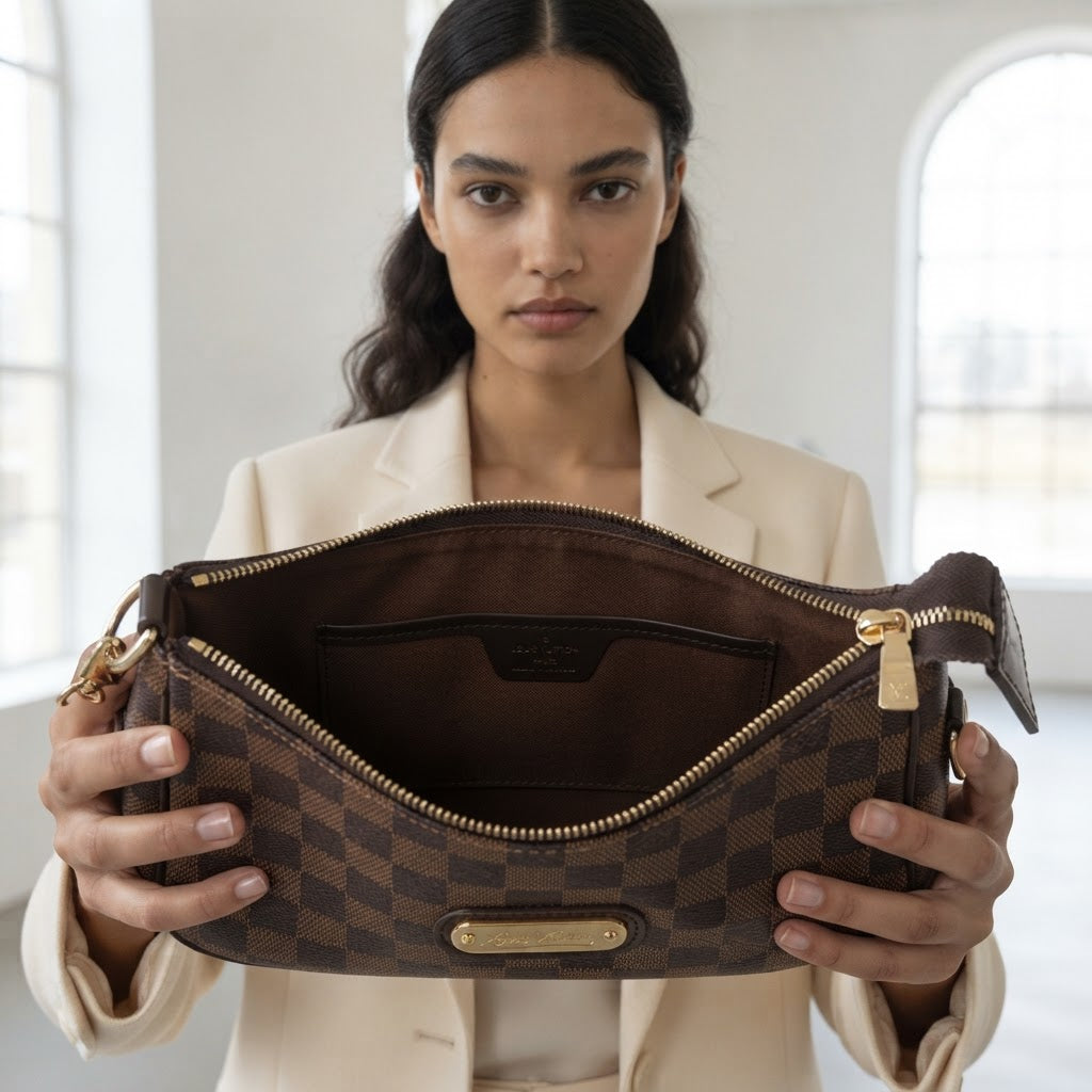 LOUIS VUITTON MADE IN FRANCE Classic Brown Checkered Pochett