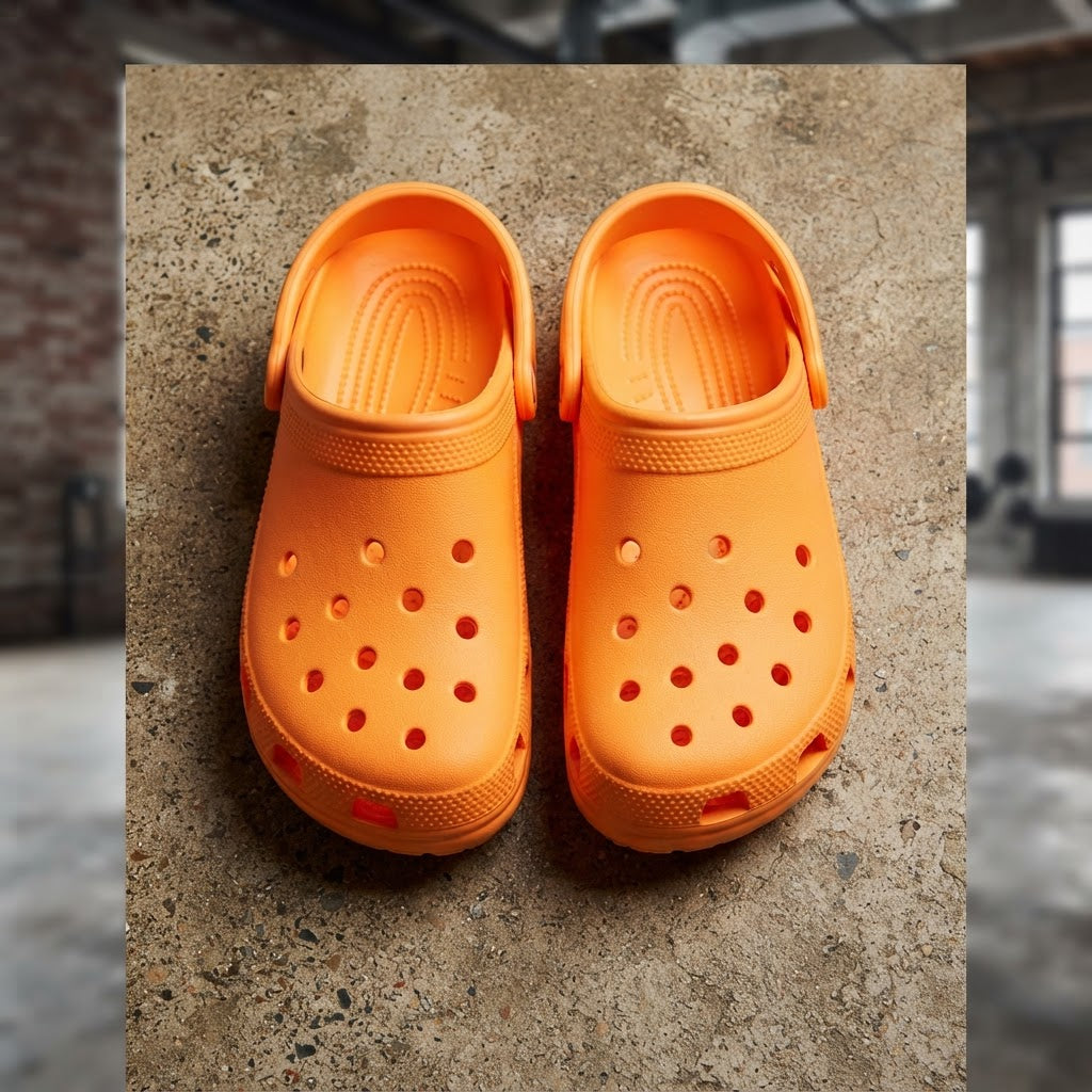 crocs Bright Orange Breathable Classic Clogs with Heel Strap
