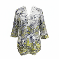 Canda Premium Women's Floral V-Neck Cotton Tunic Blouse