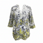 Canda Premium Women's Floral V-Neck Cotton Tunic Blouse
