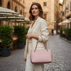 DKNY Pink Saffiano Leather Chain Shoulder Bag