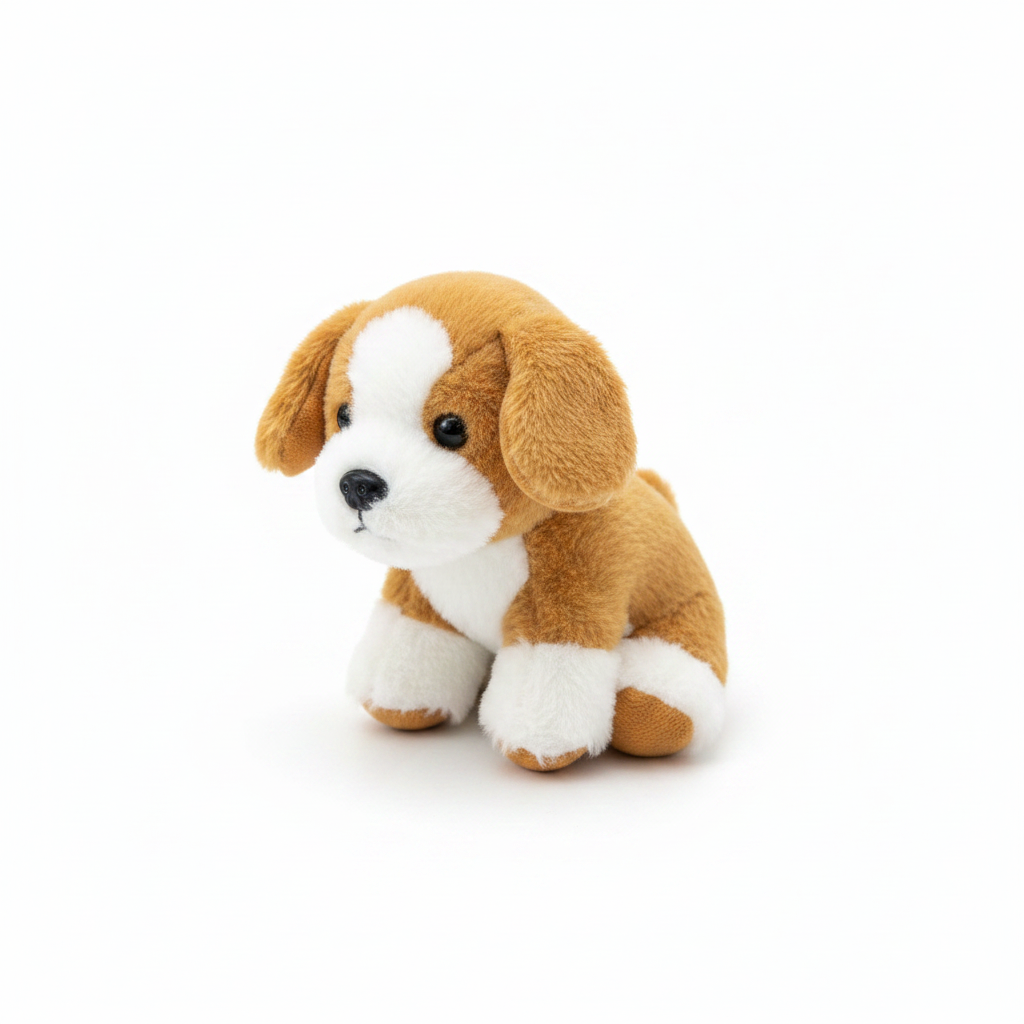 Premium Brown and White Cuddly Dog Plush Toy