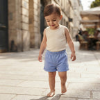SHEIN SHEIN Cornflower Blue Piqué Knit Toddler Elastic Short