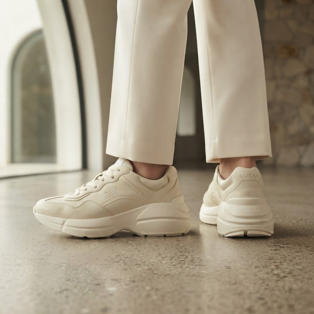 GUCCI Gucci Ivory Leather Chunky Low-Top Sneakers