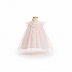 Girls Pale Pink Glitter Tulle Party Dress with Ruffles