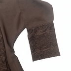 Haya Abaya Black Lace Trim Open Front Long Cardigan