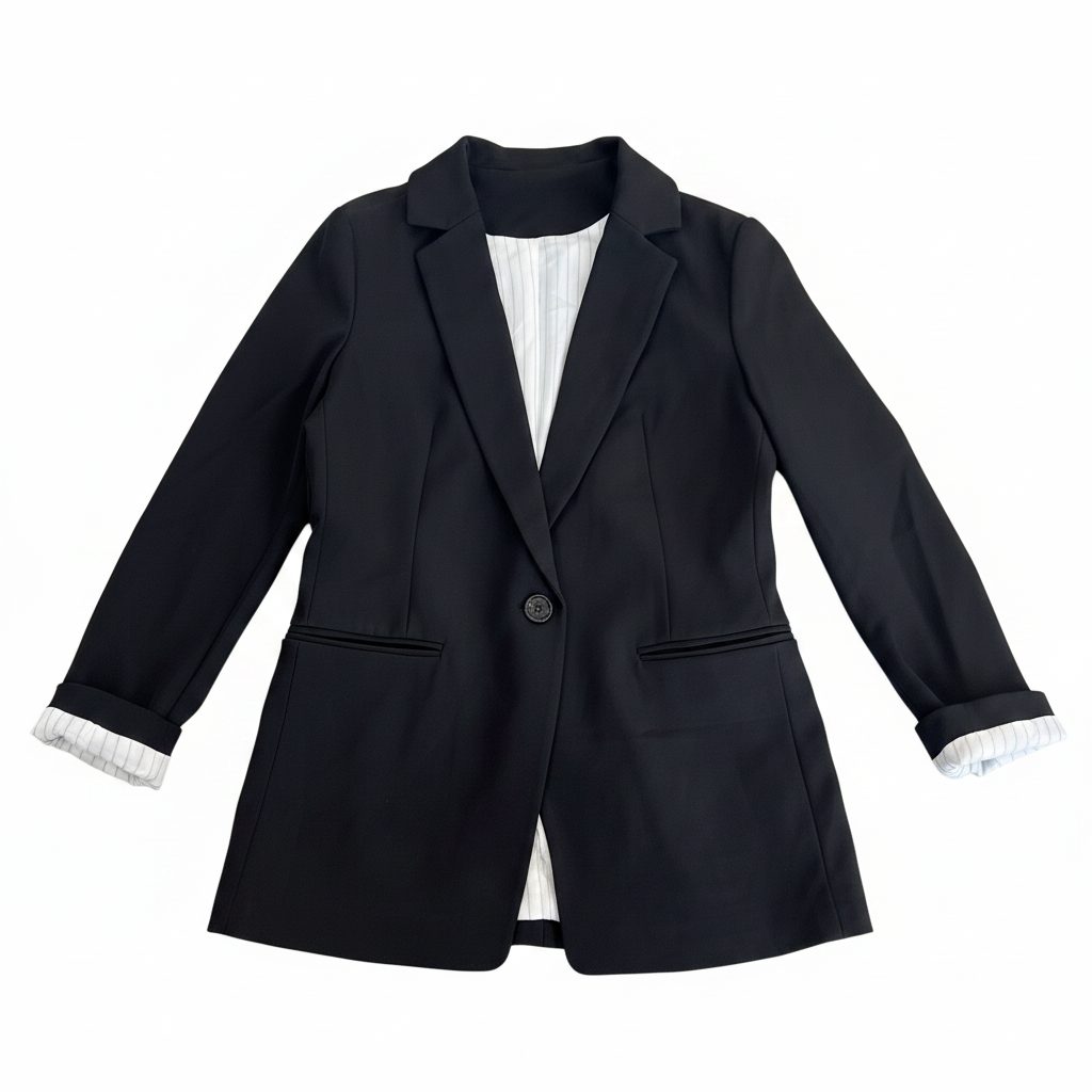 Women's Tailored Black Single-Button Blazer