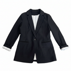 Women's Tailored Black Single-Button Blazer