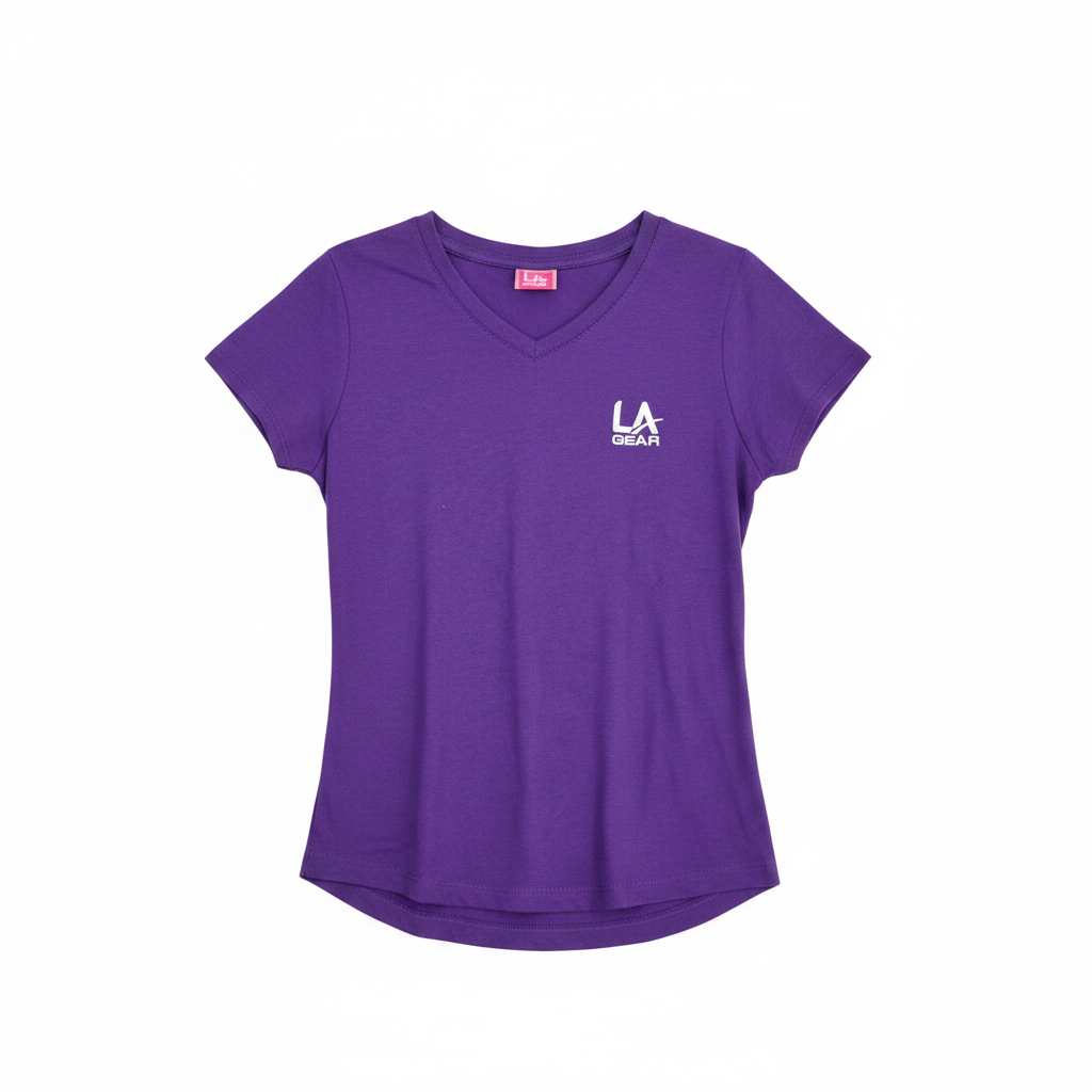 LA Gear Kids Purple V-Neck T-Shirt Size 9-10 YRS