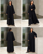 Black Embellished Open-Front Straight Fit Abaya