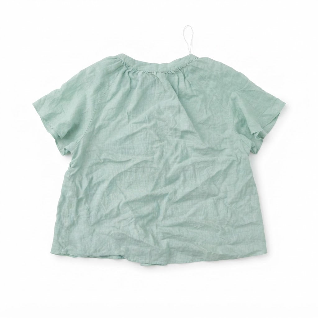 Women's Sage Green Linen Relaxed Button-Down Blouse