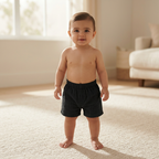 SHEIN Black Smocked Waist Infant Shorts