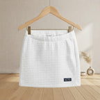 SHEIN White Quilted Grid Mini Skirt for Girls