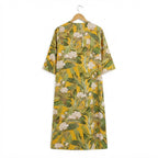 SHEIN Women's Yellow Tropical Floral Long Robe Kimono Abaya