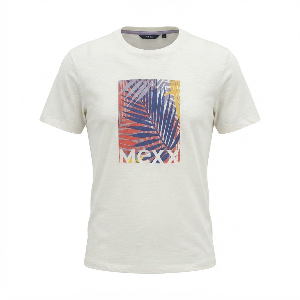 MEXX Women's White Graphic Palm Leaf T-Shirt