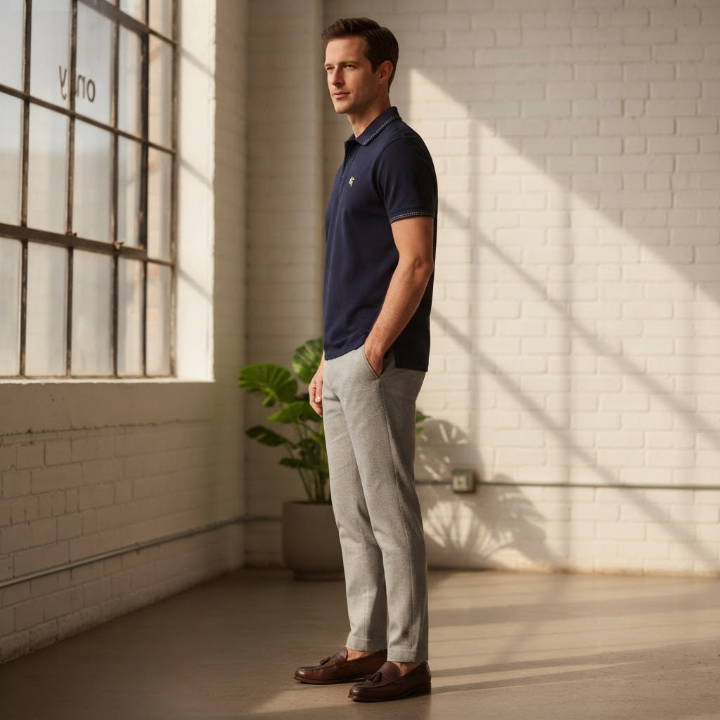 Burberry Burberry Navy Blue Short Sleeve Piqué Polo Shirt