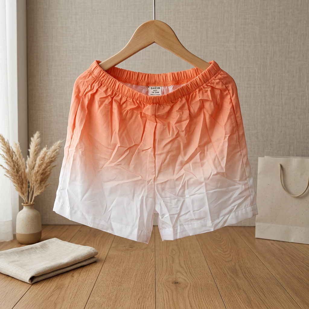 SHEIN Coral Ombré Toddler Pull-on Shorts with Elasticated Wa