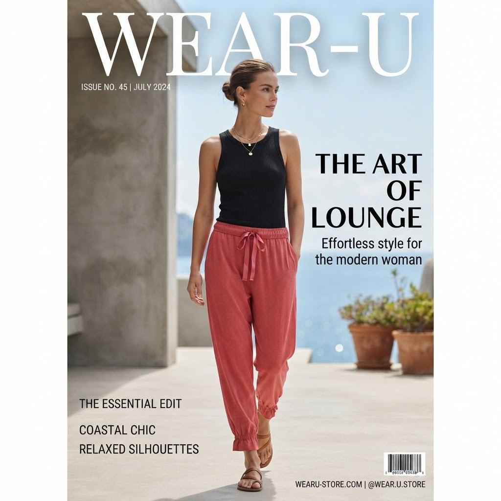 Coral Rose Elasticated Waist Ribbon Drawstring Pants