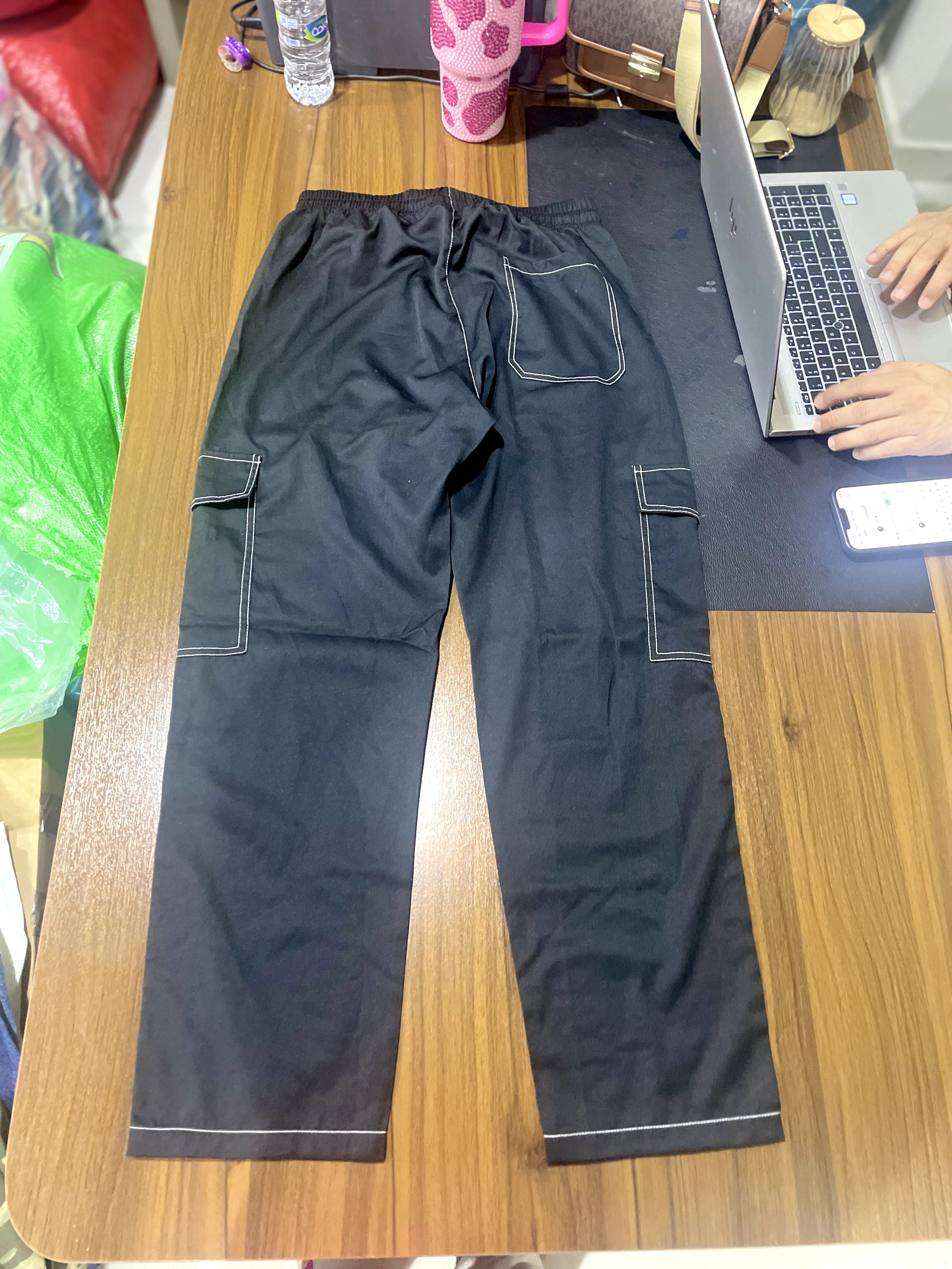 represent Black Relaxed Cargo Trousers with White Contrast S
