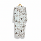 Women's Floral Long Duster Jacket with Pearl Cuffs