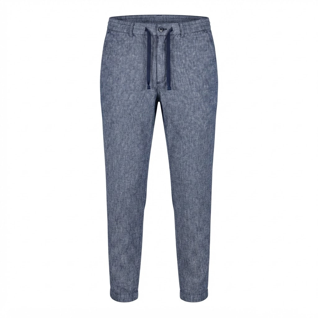 BANANA REPUBLIC Men's Blue Textured Linen Blend Drawstring T