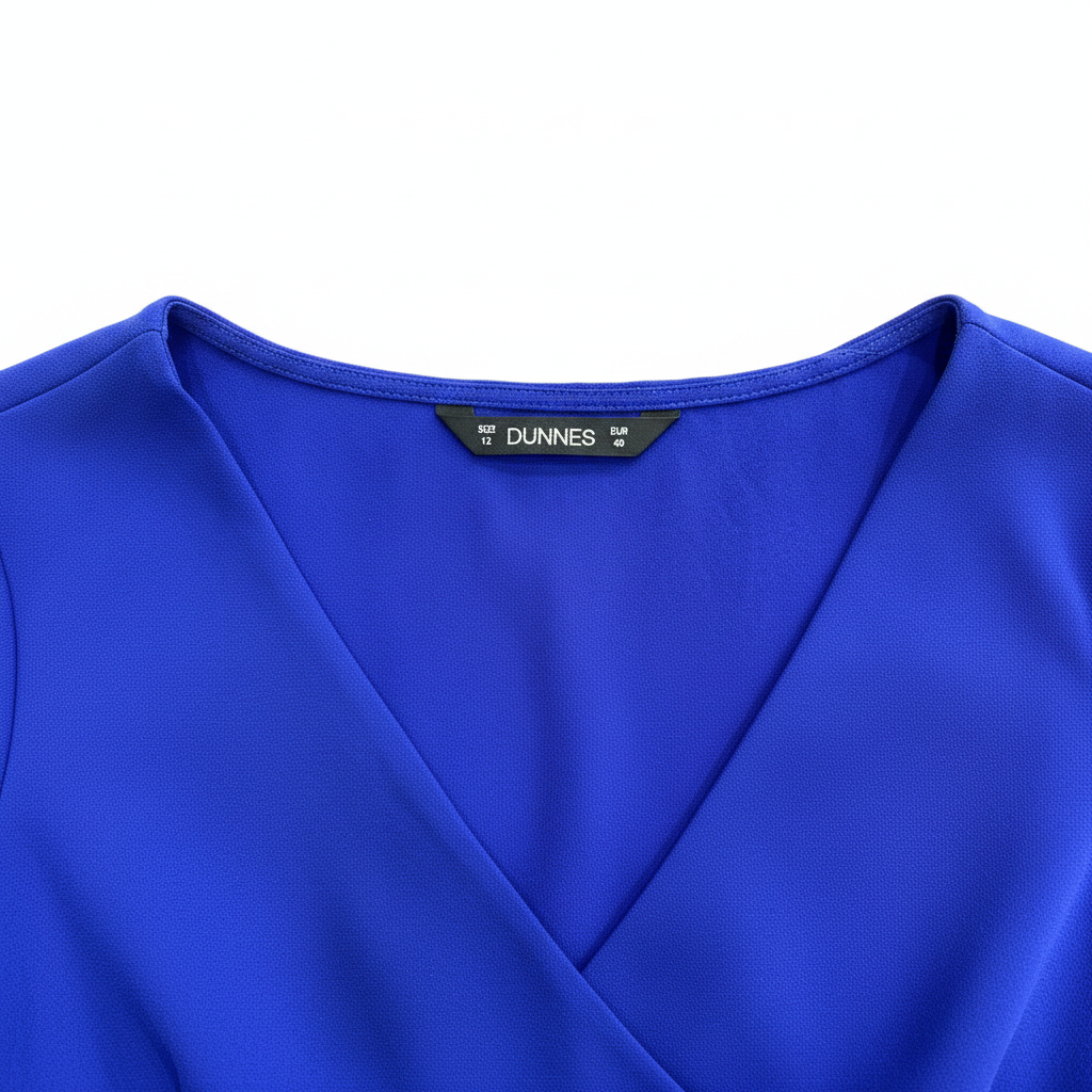 Dunnes Women's Royal Blue V-Neck Ruffle Sleeve Blouse