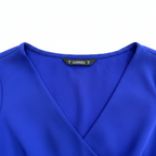 Dunnes Women's Royal Blue V-Neck Ruffle Sleeve Blouse