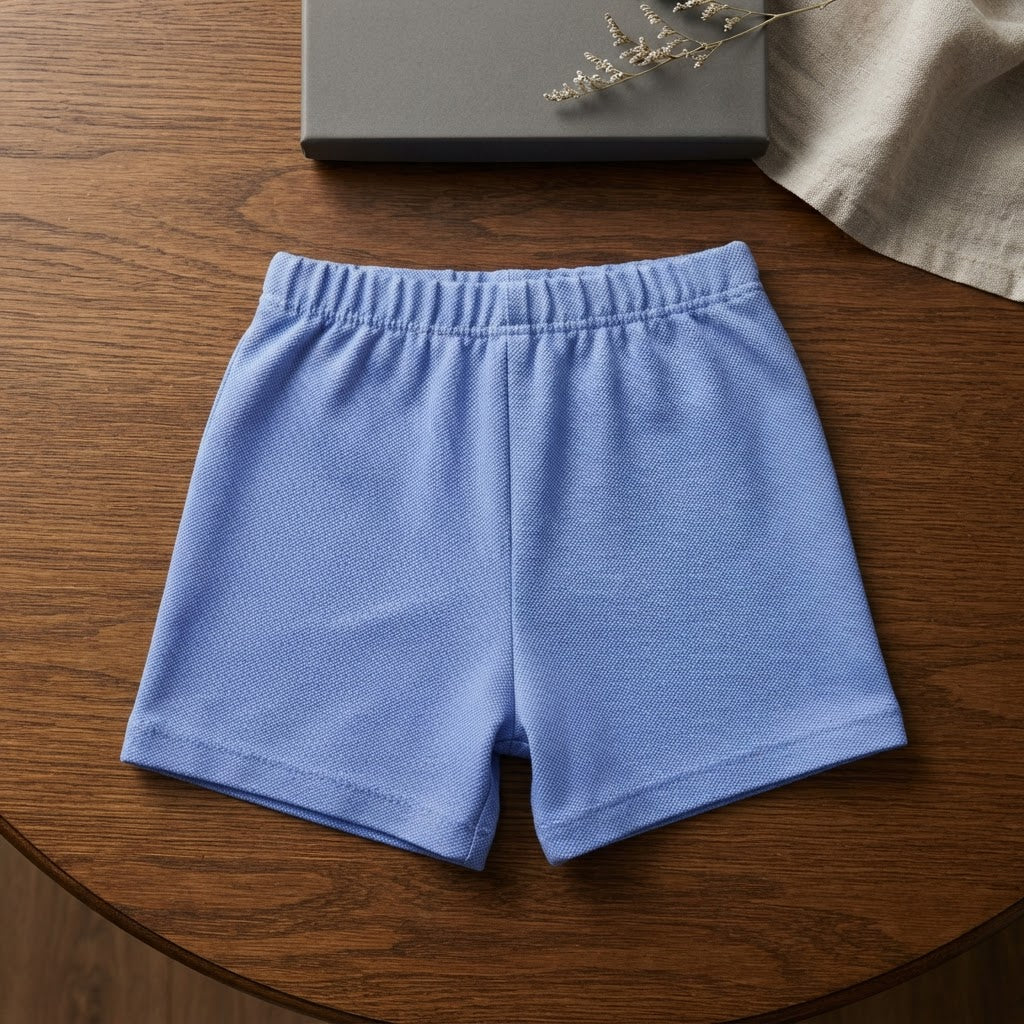 SHEIN SHEIN Cornflower Blue Piqué Knit Toddler Elastic Short