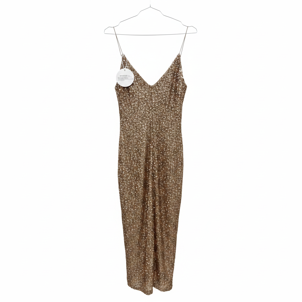 Fashion Nova Gold Sequined Cami Maxi Dress - Women's S