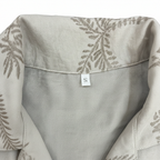 Women's Cream Palm Leaf Print Linen Blend Button-Down