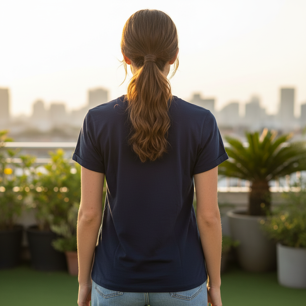 Women's Navy Blue Graphic Slogan T-Shirt