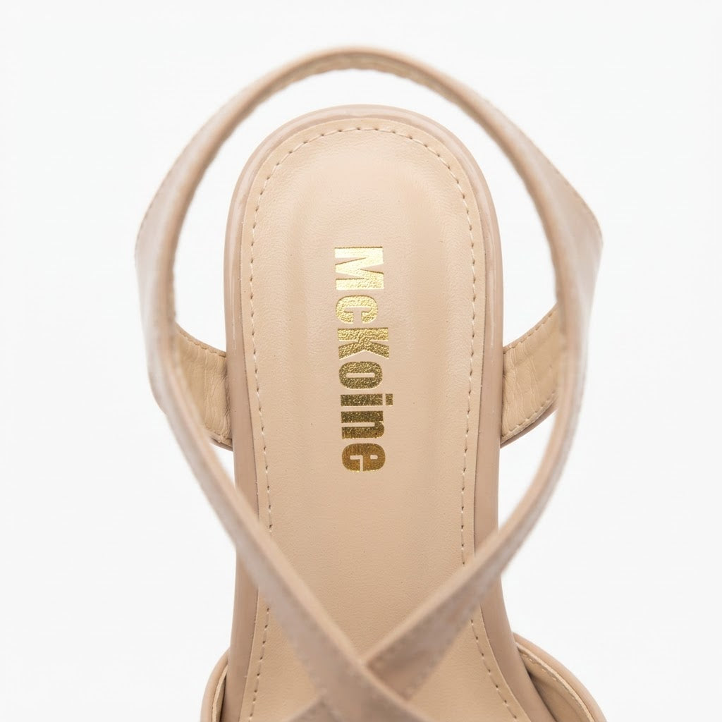 Women's Nude Patent Leather Platform High Heels