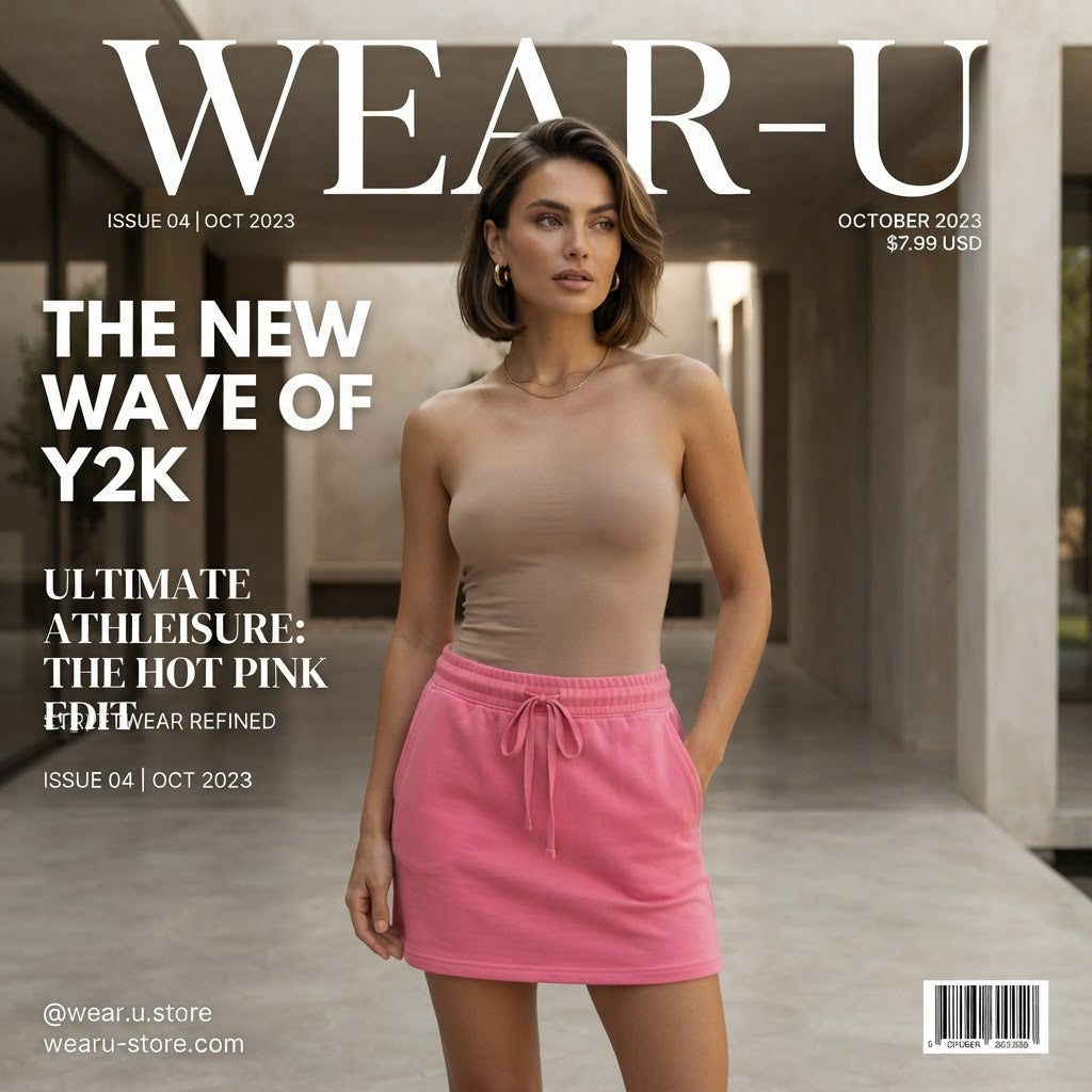 Bubblegum Pink Jersey Mini Skirt with Drawstring Waist